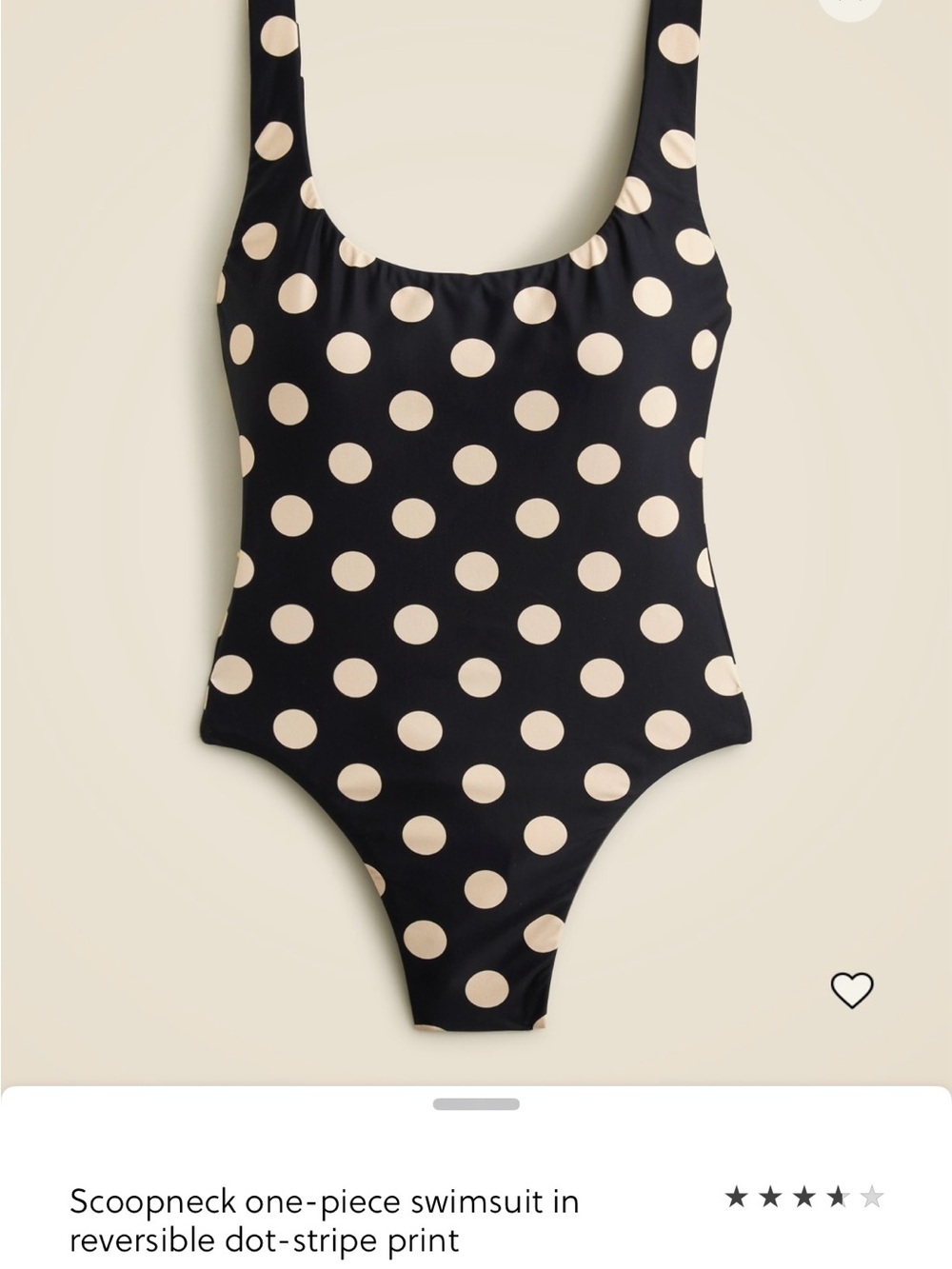 J. Crew Black One-Piece Swimsuit with Cream Polka Dots